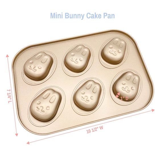 Mini Bunny Cake Pan Cute Little Easter Rabbit Cupcake Cake Mold, 6 Hold, New - Picture 3 of 8